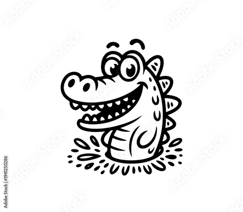 Cute crocodile . Funny kawaii alpaca character. Cartoon flat style. Vector illustration
