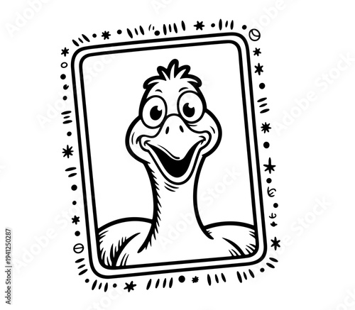 Cute goose . Funny kawaii alpaca character. Cartoon flat style. Vector illustration