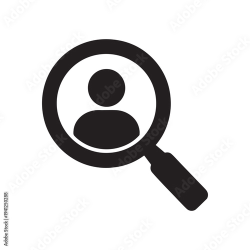 User Search Magnifying Glass Silhouette Icon Vector On White Background