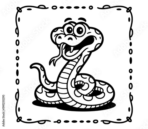 Cute snake . Funny kawaii alpaca character. Cartoon flat style. Vector illustration