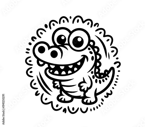 Cute crocodile . Funny kawaii alpaca character. Cartoon flat style. Vector illustration