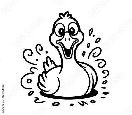 Cute goose . Funny kawaii alpaca character. Cartoon flat style. Vector illustration