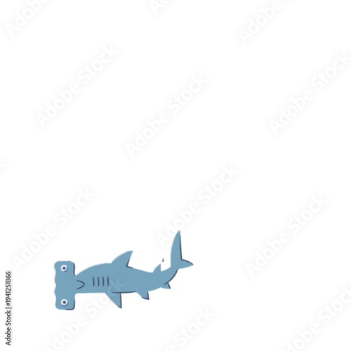 Wallpaper Mural Animated cute cartoon hammerhead shark swimming above calm ocean waves Torontodigital.ca