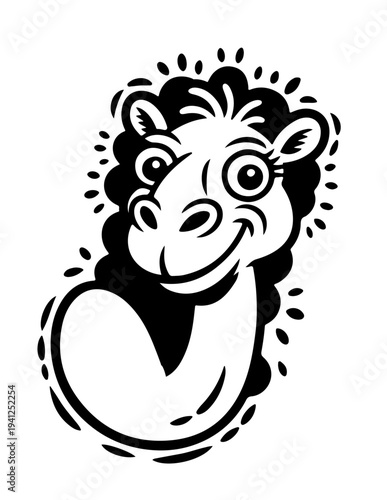 Cute  camel . Funny kawaii alpaca character. Cartoon flat style. Vector illustration