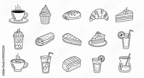 Food and Drink Icons Line Art