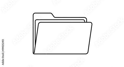 Open Folder Icon, Simple Line Art, Graphic Resource for Organization and Data Storage