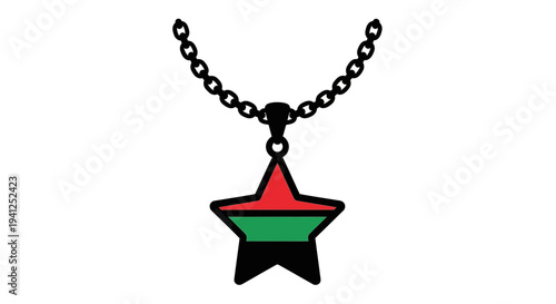 Pan African Star Pendant Necklace, Black History Month Symbol, Red Green Black Jewelry