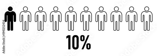 Male population statistics concept showing 10 percent minority comparison with men figures demographic equality social analysis marketing research survey data visualization infographic