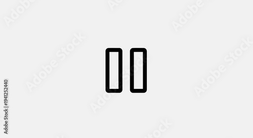 Pause Icon, Simple Two Vertical Lines Symbol on White Background