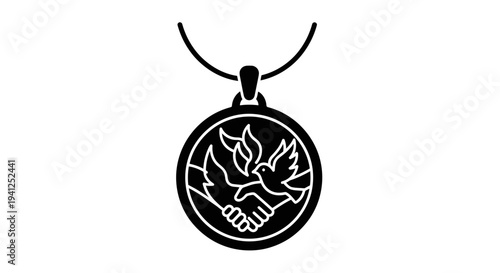 Peace Symbol Pendant: Dove, Hands Shaking, Flames, Hope, Unity, Friendship, Diplomacy