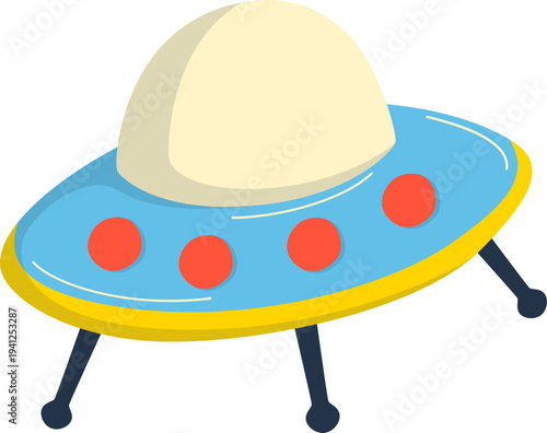 Cute Cartoon UFO Illustration