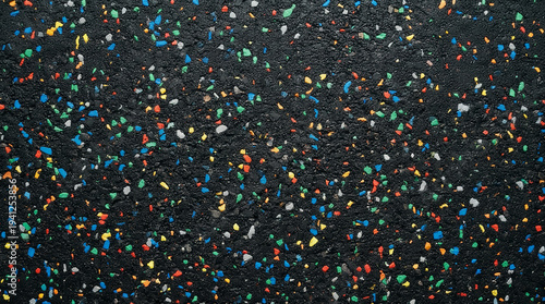 Recycled Black Rubber Tire Flooring Texture with Colorful Flecks