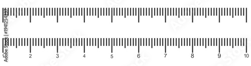 Measuring scale, marking for ruler, thermometer scale, marks for tape measure. Vector illustration