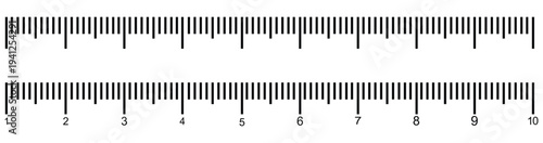 Measuring scale, marking for ruler, thermometer scale, marks for tape measure. Vector illustration