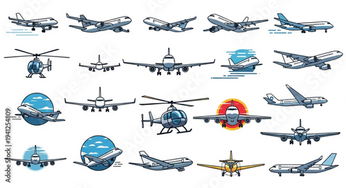 Collection of Various Aircraft and Helicopters in Vector Format.
