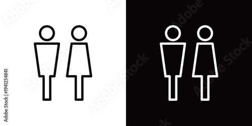 四角いモノクロのトイレ線アイコン