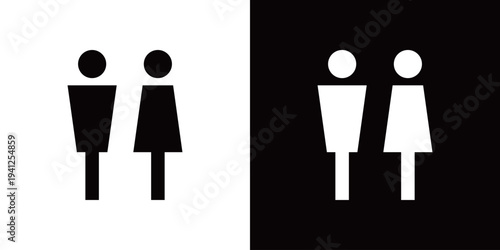 四角いモノクロのトイレアイコン