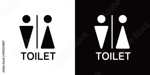 トイレ・お手洗い・男子・女子・シンプルな三角形モノクロアイコン