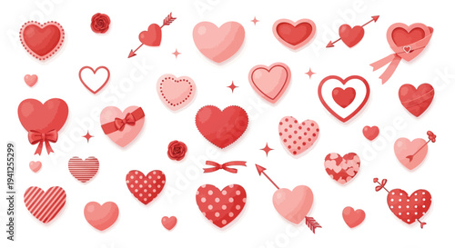 heart love valentine set vector