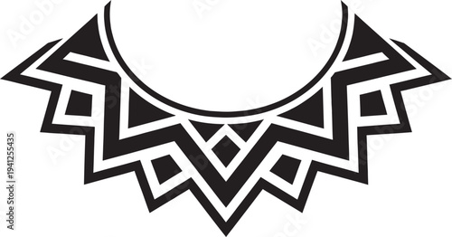 Tribal geometric collar necklace pattern vector illustration for apparel neckline design and ethnic fashion styling.