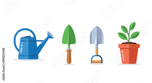 gardening tools plant set vector