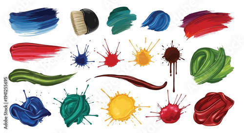 paint brush stroke set vector