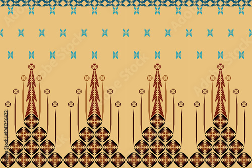 Beautiful delicate geometric ethnic oriental seamless pattern traditional design for clothing, carpet, background, wallpaper, wrapping, fabrics, vector illustration. Embroidery style sadu, sadou.