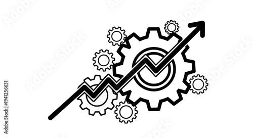 Business Growth Gears Arrow Upward
