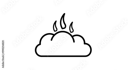 Hot cloud icon symbolizing weather, climate change, or digital data processing