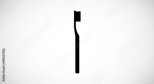 Minimalist Black Toothbrush Silhouette on White Background