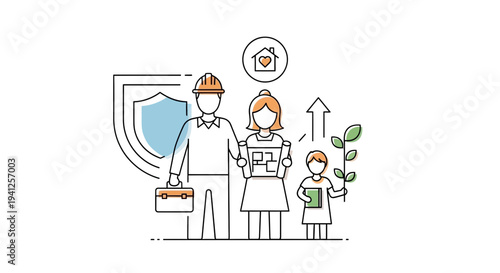 Family Protection and Home Security Concept - Building Future Together