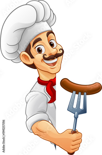 A chef cartoon barbecue coo...