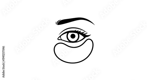 Minimalist Eye with Under-Eye Patches Line Art Icon - Skincare and Beauty Concept