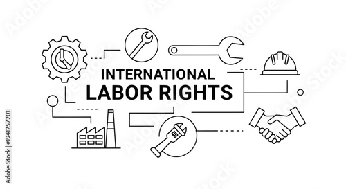 International Labor Rights Concept Illustration - Industry, Work, Rights
