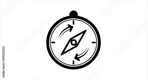 Compass Icon, Navigation Tool, Directional Pointer, Travel and Adventure Symbol