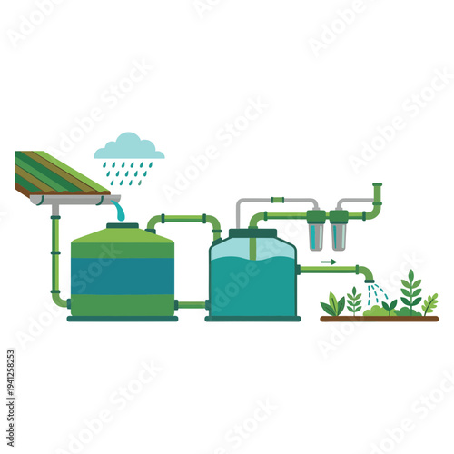Renewable Energy Technology Elements Set with Geothermal, Hydrogen, Tidal, Wave and Algae Biofuel Illustration