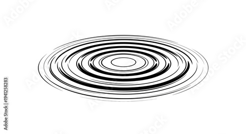 Concentric Ripples Effect, Abstract Circular Waves, Sound or Water Impact Graphic