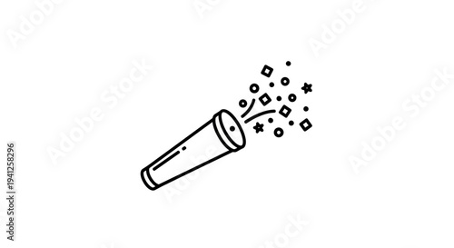 Confetti Popper Icon, Party Popper Explosion, Celebration, New Year, Birthday, Festive Event