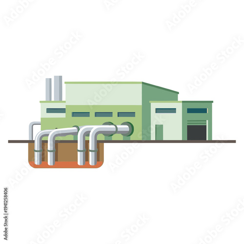 Renewable Energy Technology Elements Set with Geothermal, Hydrogen, Tidal, Wave and Algae Biofuel Illustration