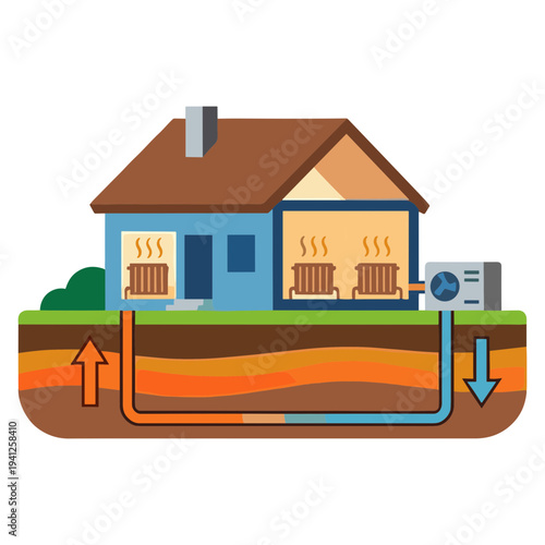 Renewable Energy Technology Elements Set with Geothermal, Hydrogen, Tidal, Wave and Algae Biofuel Illustration