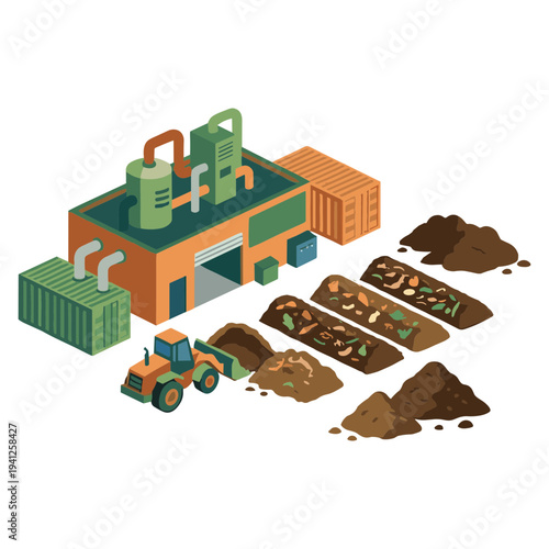 Renewable Energy Technology Elements Set with Geothermal, Hydrogen, Tidal, Wave and Algae Biofuel Illustration