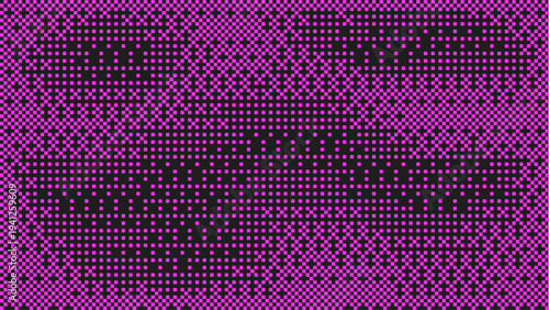 Pixel bitmap pink black background. 8 bit video game pattern. , Dither effect banner. Gradient pixelated texture. Vector illustration for retro y2k trendy poster card web.