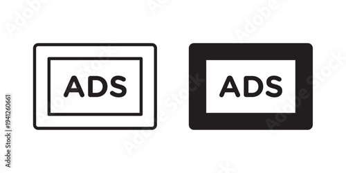 Ad icon for web, design. Linear illustrations, editable strokes