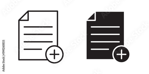 Add document icon for web, design. Linear illustrations, editable strokes
