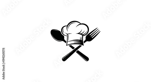 Chef Hat with Crossed Spoon and Fork - Culinary Iconography