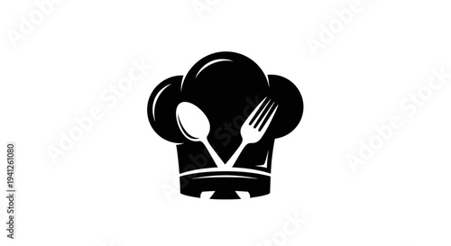 Chef Hat with Crossed Fork and Spoon Logo Icon - Culinary Symbol