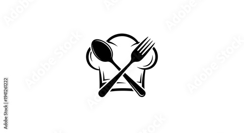 Chef Hat with Crossed Spoon and Fork Logo Icon - Culinary Symbol