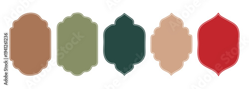islamic arabic ornamental frame label set ramadan eid decorative vector