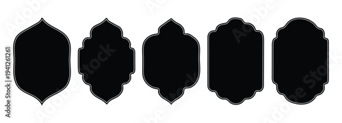 islamic arabic ornamental frame label icon set decorative vector