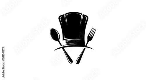 Chef Hat with Spoon and Fork Icon - Culinary Symbol for Restaurant, Food Service, and Cooking